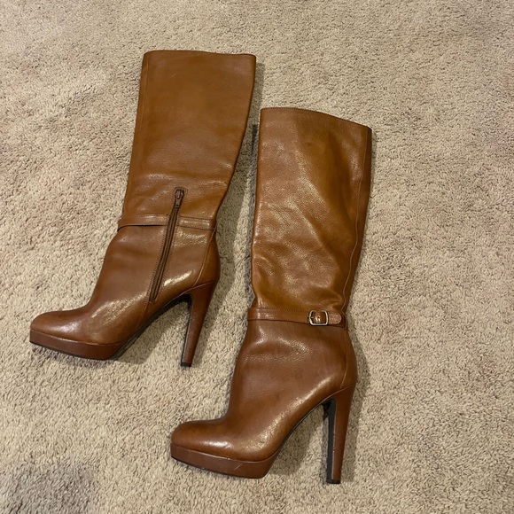 Jessica Simpson Brown Khalan Leather Platform Heel Knee-High Boots size 9B - Picture 4 of 13